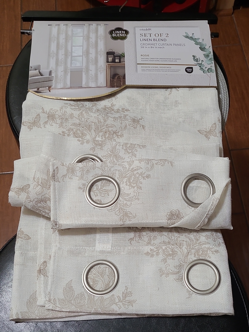 Colordrift Rosie Linen Blend  Grommet Curtain Panels